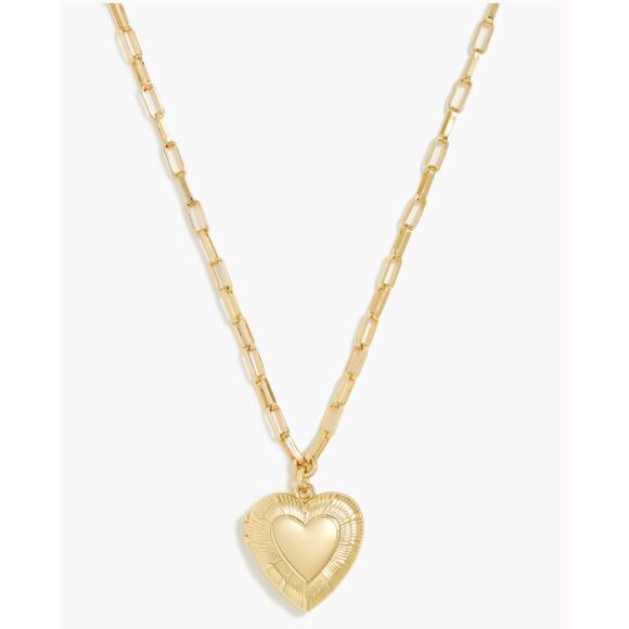 NWT J.Crew Heart Locket Necklace Gold